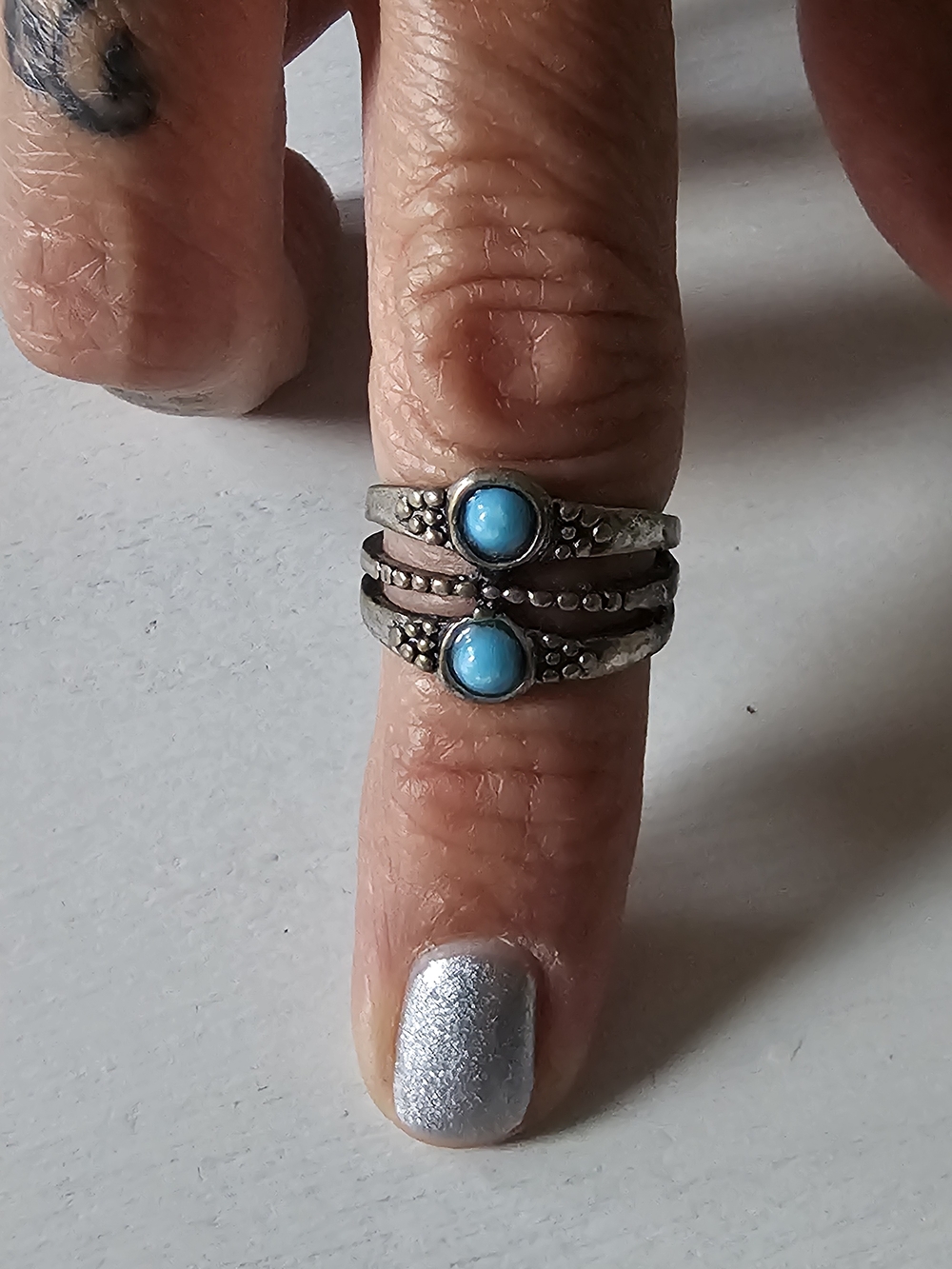 Turquoise Double Stone Stacked Ring - Women Jewelry